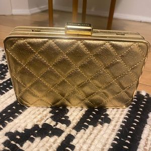 Michael Kors Gold Quilted Clutch Evening Bag